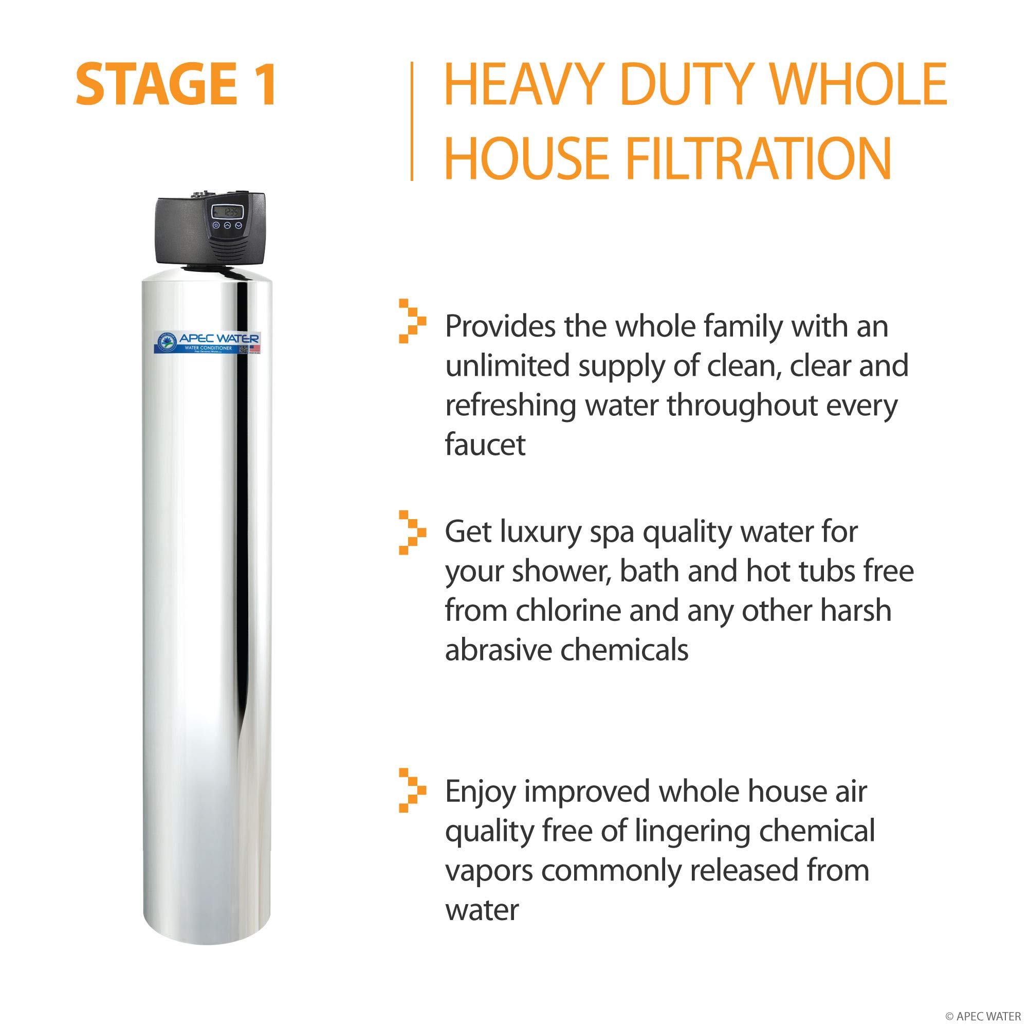 APEC Water Systems TO-SOLUTION-10 Whole House Water Filter, Salt Free Water Softener & Reverse Osmosis Drinking Water Filtration Systems for 1-3 Bathrooms