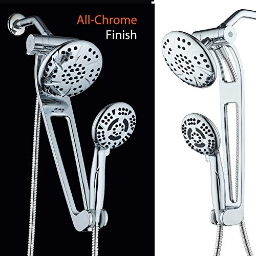 AquaDance Chrome AQUABAR High-Pressure 3-Way Spa Combo with Adjustable 18" Extension Arm for Easy Reach & Mobility Enjoy Luxury 6" Rain & Handheld Shower Head Separately or Together Finish