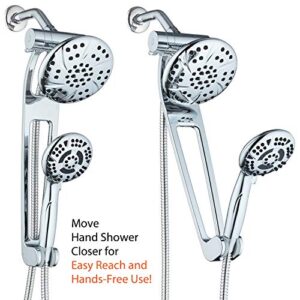 AquaDance Chrome AQUABAR High-Pressure 3-Way Spa Combo with Adjustable 18" Extension Arm for Easy Reach & Mobility Enjoy Luxury 6" Rain & Handheld Shower Head Separately or Together Finish