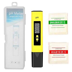 digital ph meter, wechic 0.01 ph high accuracy water quality tester with 0-14 ph measurement range for household drinking, pool and aquarium water ph tester design with atc (yellow)