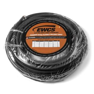 EWCS 4 Gauge Premium Extra Flexible Welding Cable 600 VOLT - Black - 20 Feet - Made in the USA