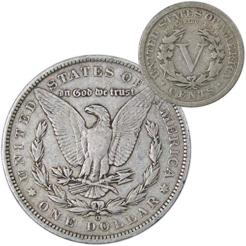 1889 O Morgan Dollar VF Very Fine 90% Silver with 1910 Liberty Nickel G Good