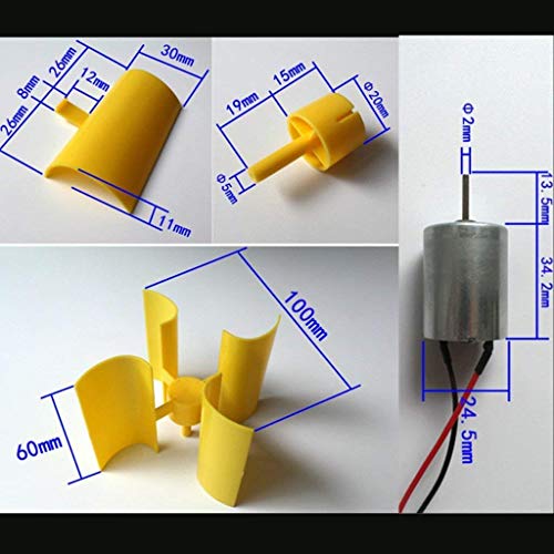 Sparik Enjoy 2 Pcs DC 0.1V-5.5V 100-6000RPM Micro Vertical Wind Turbines, Small Motor Wind Blades Generator for DIY (2pcs)