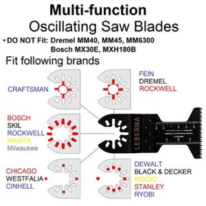 Leberna 50 Metal Wood Universal Oscillating Multitool Quick Release Saw Blades Kit Compatible w Fein Multimaster Porter Cable Black&Decker Bosch Dremel Craftsman Ridgid Ryobi Milwaukee Dewalt Rockwell