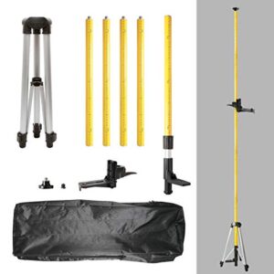 Huepar 12 Ft./3.7m Telescoping Pole with 1/4-Inch by 20-Inch Laser Mount for Rotary and Line Laser Level, Adjustable Telescoping Pole with Tripod - 5/8"-11 Adapter Nut Included LP36