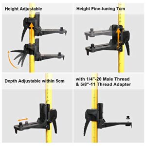 Huepar 12 Ft./3.7m Telescoping Pole with 1/4-Inch by 20-Inch Laser Mount for Rotary and Line Laser Level, Adjustable Telescoping Pole with Tripod - 5/8"-11 Adapter Nut Included LP36