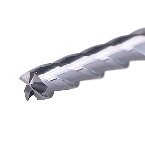 SpeTool 12411 4 Flutes Carbide CNC Square Nose End Mill, 1/4 inch Shank Diameter, 3 inch Long, Upcut CNC Router Bit with Coated