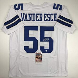 Autographed/Signed Leighton Vander Esch Dallas White Football Jersey JSA COA