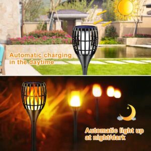 Ollivage Solar Lights Outdoor, 43" Flickering Flames Torch Light Solar Garden Lights Waterproof Landscape Lighting Dusk to Dawn Auto On/Off Security Torch Light for Yard Patio Driveway, 4Pack