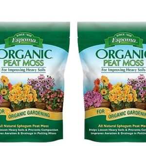 Espoma Organic Peat Moss; All-Natural Horticultural Grade Sphagnum Peat Moss Approved for Organic Gardening. Helps Improve Aeration & Moisture Retention. Promotes Root Growth – Pack of Two