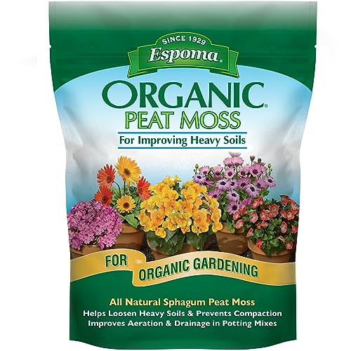 Espoma Organic Peat Moss; All-Natural Horticultural Grade Sphagnum Peat Moss Approved for Organic Gardening. Helps Improve Aeration & Moisture Retention. Promotes Root Growth – Pack of Two
