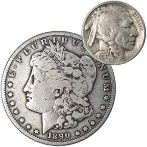 1890 s morgan dollar vg very good 90% silver with 1930 s buffalo nickel f fine