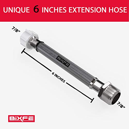 THU9090R 6 Inches Hose Extension for TOTO C110/E200/S300/S400 WASHLET, 7/8 Male to 7/8 Female,Stops Leaking of Bidet Sprayer T Adapter Connection to Toilet Tank