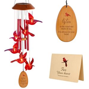 Cardinal Bird Solar Wind Chimes,Gardening Gift for All Father,Stepdad,Grandpa,Husband,Men,mom,Grandma,Women,Aunt,Daughter,Nana,Sister,Mother Birthday Gift, Perfect for Patio, Christmas Decorations