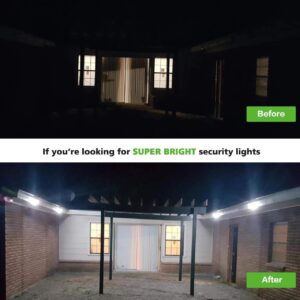 YoungPower Outdoor Motion Sensor Light Battery Operated, IP65 Waterproof Ultra Bright Motion Sensor Outdoor Lights Head Adjustable with 8W 600 Lumen 6000K 4LEDs for Garage Yard Porch Patio 2 Packs