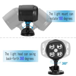 YoungPower Outdoor Motion Sensor Light Battery Operated, IP65 Waterproof Ultra Bright Motion Sensor Outdoor Lights Head Adjustable with 8W 600 Lumen 6000K 4LEDs for Garage Yard Porch Patio 2 Packs