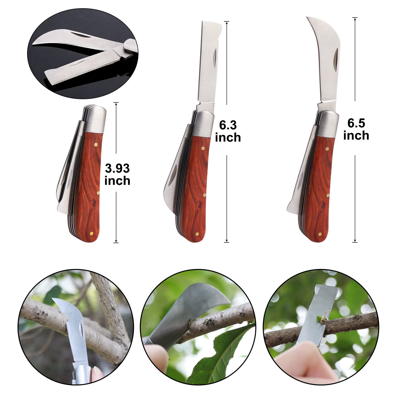 Garden Grafting Tool Kits, ZALALOVA 2 in 1 Pruning Tools Including Grafting Knife Replacement Blades Grafting Tapes Rubber Bands and Labels for Plant Branch Vine Fruit Tree Cutting