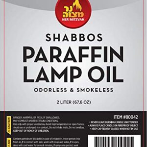 Ner Mitzvah Paraffin Lamp Oil - Clear Smokeless, Odorless, Clean Burning Fuel for Indoor and Outdoor Use - 2 Liter (67.6 oz)