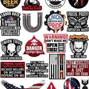 Hard Hat & Tool Box Vinyl Stickers – Stickers for Adults - Funny Decals for Hardhat, Construction, Union, Oilfield, Electrician, Ironworker, Mechanic, Welding, American Flag