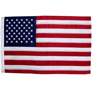 2x3 ft american flag | 100% made in usa | us flag in heavy duty outdoor nylon - uv fade resistant - premium embroidered stars, sewn stripes, and brass grommets (2 x 3 foot)