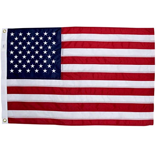 2x3 Ft American Flag | 100% Made in USA | US Flag in Heavy Duty Outdoor Nylon - UV Fade Resistant - Premium Embroidered Stars, Sewn Stripes, and Brass Grommets (2 x 3 Foot)