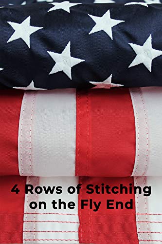 2x3 Ft American Flag | 100% Made in USA | US Flag in Heavy Duty Outdoor Nylon - UV Fade Resistant - Premium Embroidered Stars, Sewn Stripes, and Brass Grommets (2 x 3 Foot)