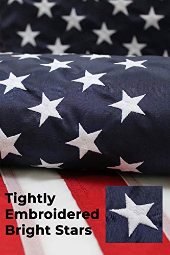 2x3 Ft American Flag | 100% Made in USA | US Flag in Heavy Duty Outdoor Nylon - UV Fade Resistant - Premium Embroidered Stars, Sewn Stripes, and Brass Grommets (2 x 3 Foot)