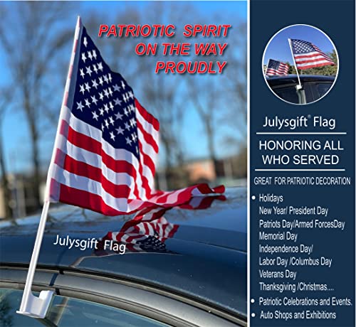 Julysgift US American Patriotic Car Window Clip USA Flag 17" x 12" (12 Counts)