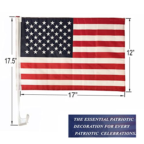 Julysgift US American Patriotic Car Window Clip USA Flag 17" x 12" (12 Counts)