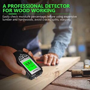 Wood Moisture Meter - Digital Moisture Detector Moisture Tester, Pin-Type Water Leak Detector Damp Tester Dampness Meter for Wood Building Material Firewood Walls Paper Floor (Sliver)