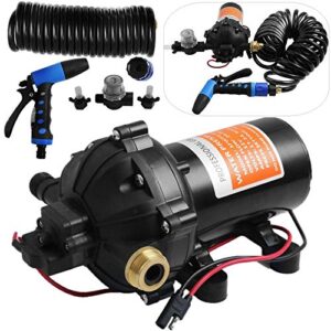 happybuy rv water pump 5.3 gpm 5.5 gallons per minute 12v water pump automatic 70 psi diaphragm pump with 25 foot coiled hose washdown pumps for boats caravan rv marine yacht