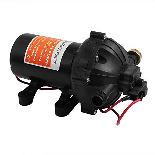 Happybuy RV Water Pump 5.3 GPM 5.5 Gallons Per Minute 12V Water Pump Automatic 70 PSI Diaphragm Pump with 25 Foot Coiled Hose Washdown Pumps for Boats Caravan Rv Marine Yacht