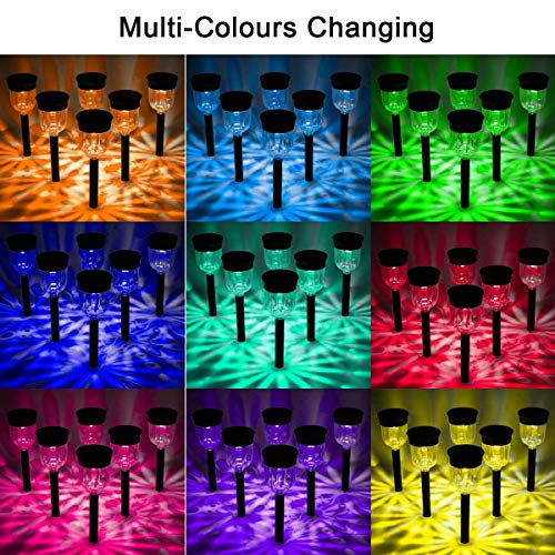 Ollivage Solar Pathway Lights Outdoor, Solar Garden Lights Color Changing Solar Landscape Lighting Weatherproof Auto On/Off for Lawn Patio Yard Walkway Sidewalk Driveway, 6 Pack