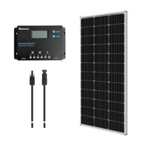 renogy 100 watt 12 volt solar panel bundle kit with 100w monocrystalline solar panel + 10a pwm charge controller + adaptor kit for rv boats trailer off-grid system