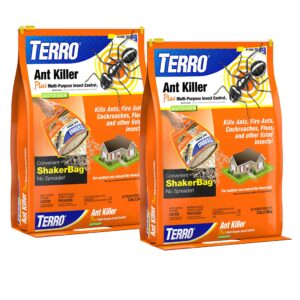 terro t901sr ant killer plus multi-purpose insect control for outdoors - kills fire ants, fleas, cockroaches, and other crawling insects - 2 pack, granule