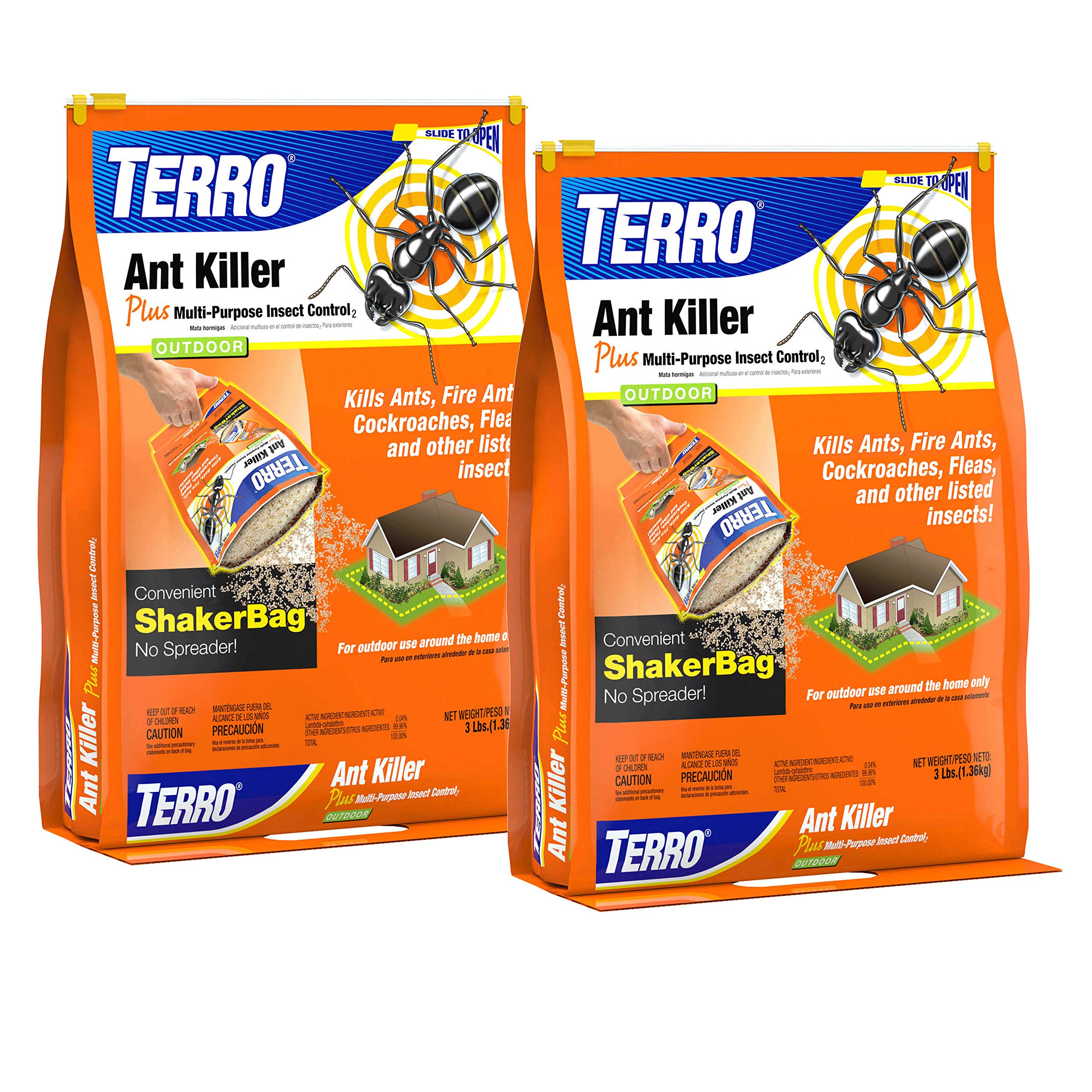 TERRO T901SR Ant Killer Plus Multi-Purpose Insect Control for Outdoors - Kills Fire Ants, Fleas, Cockroaches, and Other Crawling Insects - 2 Pack, Granule