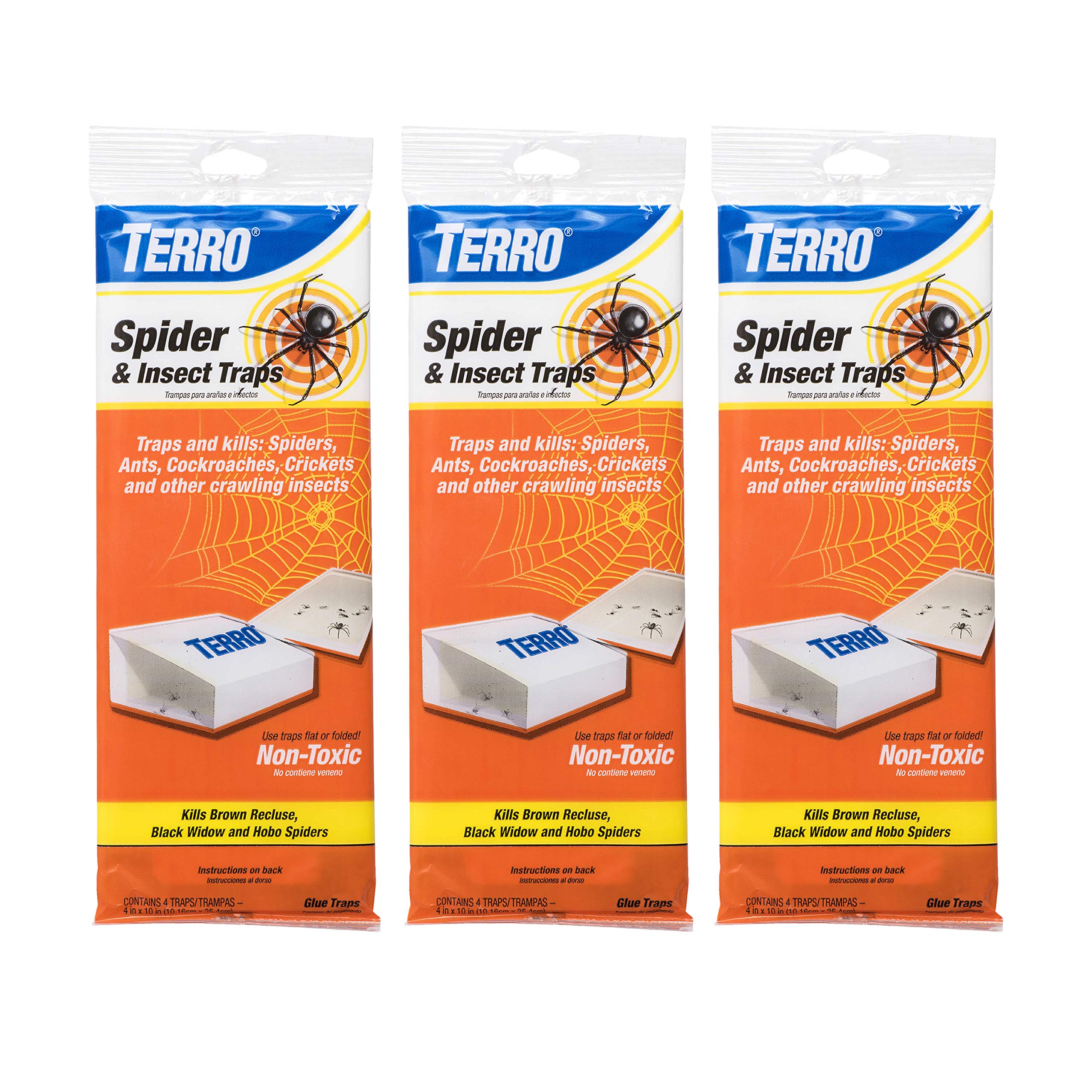 TERRO T3206SR Non-Toxic Indoor Spider, Ant, Cockroach, Centipede, and Crawling Insect Trap - 12 Traps