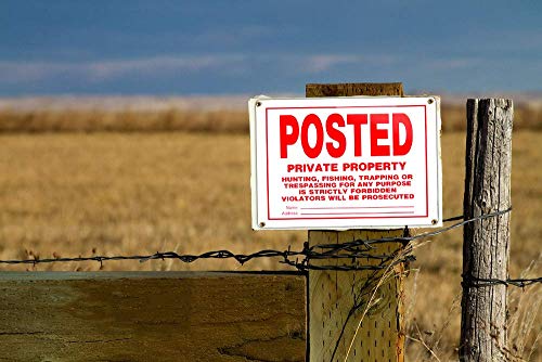 Posted No Trespassing Signs Private Property Mate No Hunting Sign 10x14 Inch Rust Free Aluminum,UV Ink Printing,Indoor or Outdoor Use(4 Pack)