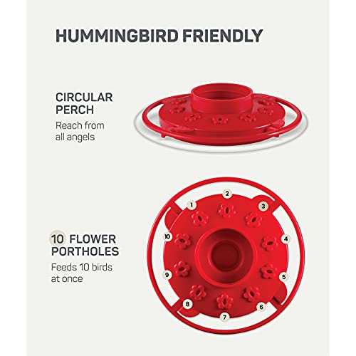 Hummingbird Feeder 16 oz [Set of 2] Plastic Hummingbird Feeders for Outdoors - Humming Bird Feeders - 10 Feeding Ports - Wide Mouth for Easy Filling/2 Part Base for Easy Cleaning