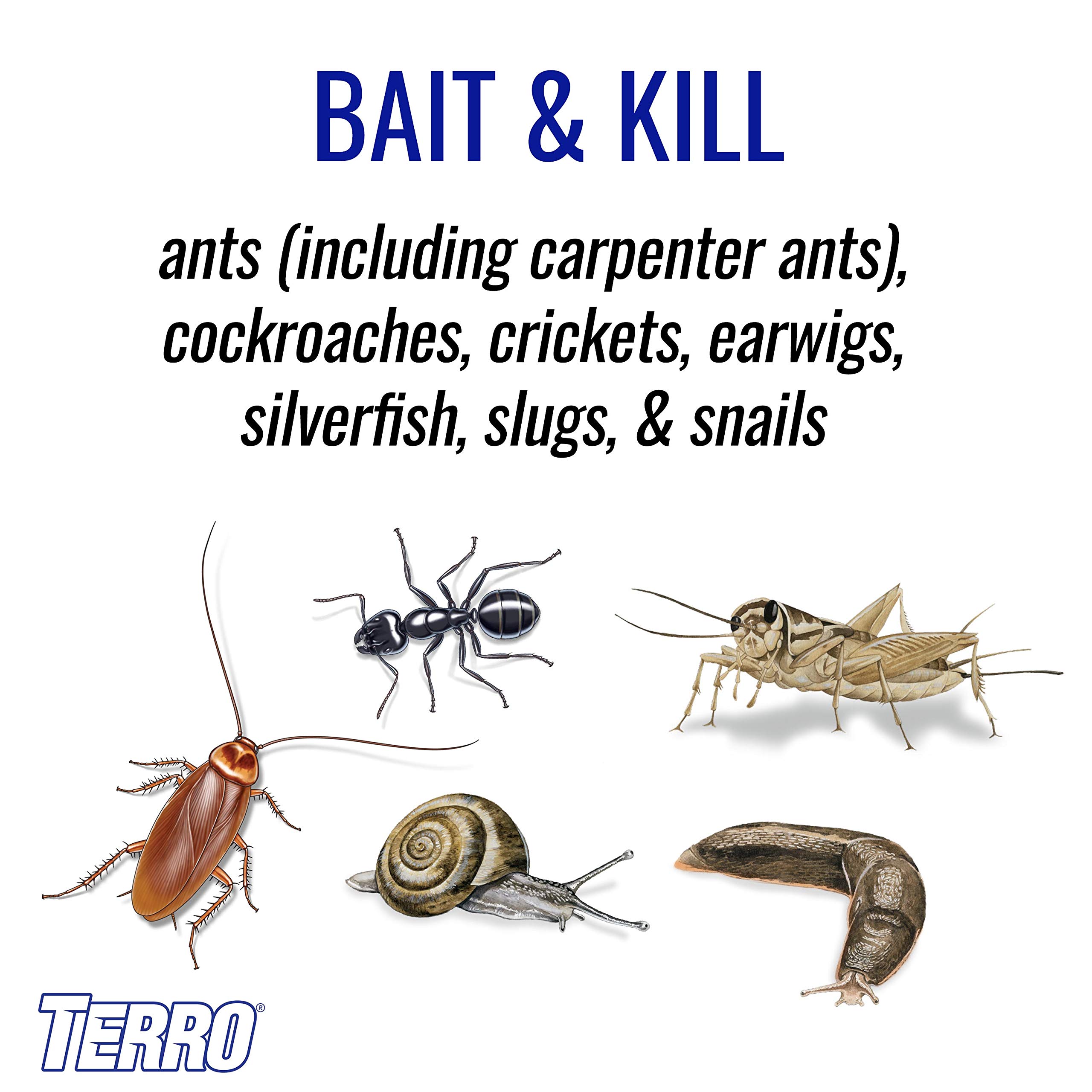 TERRO T2600 Perimeter Ant Bait Plus - Outdoor Ant Bait and Killer - Attracts and Kills Ants, Carpenter Ants, Roaches, Crickets, Earwigs, Silverfish, Slugs and Snails - 2 Pack, 4Lbs