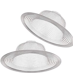 2 PCS Stainless Steel Sink Strainer 4.5" Diameter, Mesh Metal Drain Strainer, Fine Mesh Kitchen Sink Strainer, Hair Basket Drain - Fits Most Kitchen Sink, Bathroom Bathtub, Shower Drains