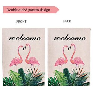 Ogiselestyle Flamingo Garden Flag Vertical Double Sided Farmhouse Summer Autumn Fall Small Welcome Yard Outdoor Flags 12 X 18 Inch