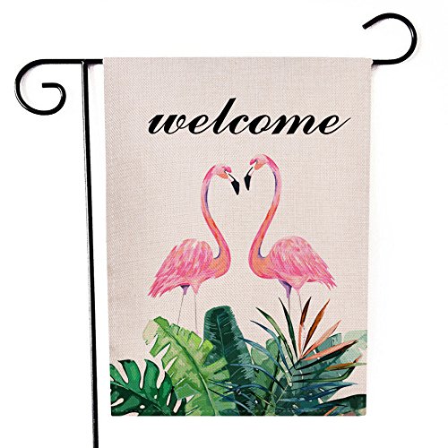 Ogiselestyle Flamingo Garden Flag Vertical Double Sided Farmhouse Summer Autumn Fall Small Welcome Yard Outdoor Flags 12 X 18 Inch