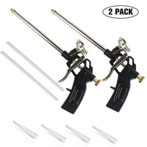 2 Pack Foam Gun, Picowe Foaming Gun Pu Expanding Caulking Gun Metal Body Pro Heavy Duty PU Spray Foam Gun Grade Expanding Spray Application Applicator