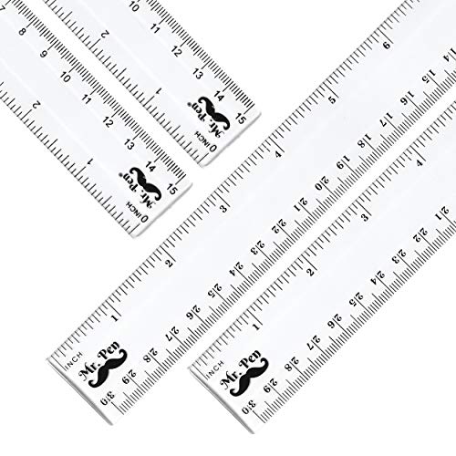 Mr. Pen- Ruler, 24 Pc Rulers (12",6"), Ruler 12 inch, Clear Ruler, 6 inch Ruler, Plastic Ruler, Drafting Tools, Rulers for Kids, Measuring Tools, Ruler Set, Ruler inches and Centimeters, Transparent