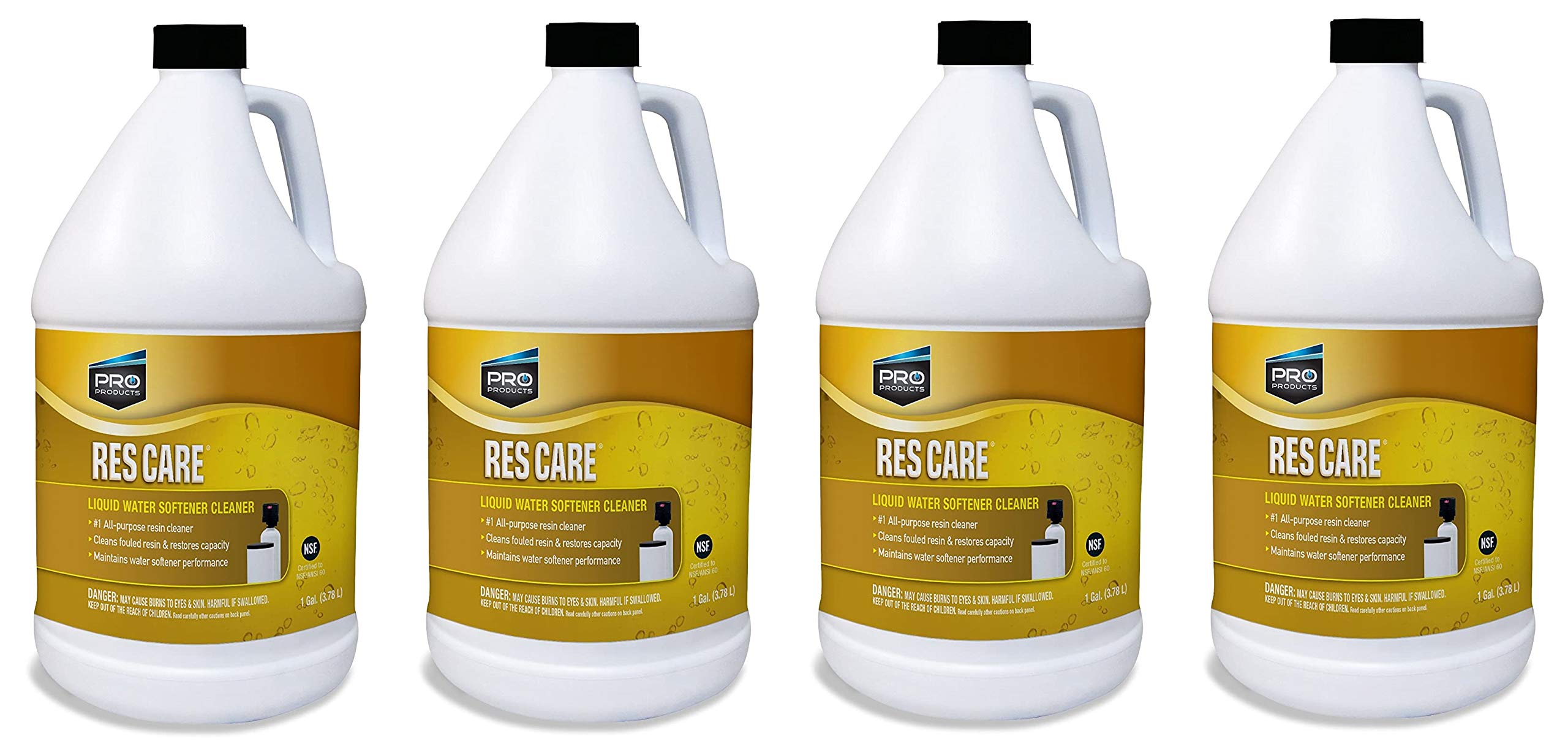 Pro Products ResCare RK02B All-Purpose Water Softener Cleaner Liquid Refill, 1 Gallon, 4 Pack, White,Yellow