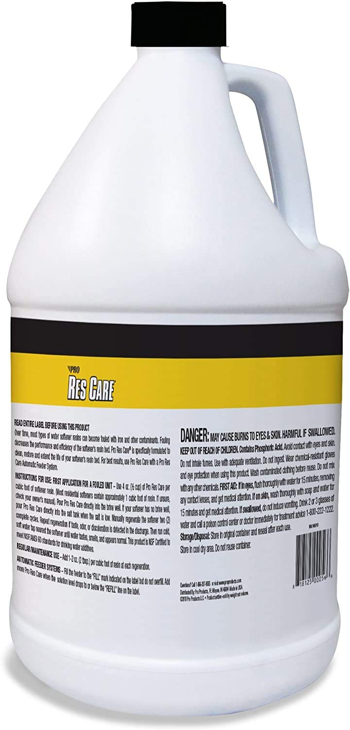 Pro Products ResCare RK02B All-Purpose Water Softener Cleaner Liquid Refill, 1 Gallon, 4 Pack, White,Yellow