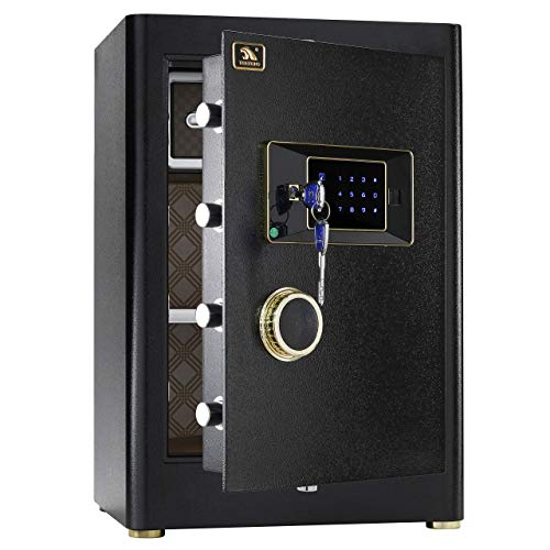 TIGERKING Heavy Duty Large Safe Box, 2.05 Cub Home Safe with Touch Screen Keypad & Built-in Lock Box, Digital Safe for Home Office Money Jewelry Documents Gun