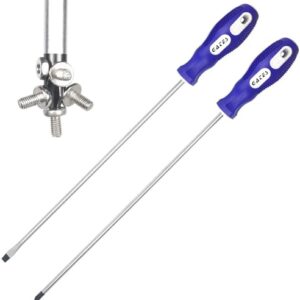 Slotted and Phillips Screwdriver, PH2 12" Long Cross-head Screwdriver & Flat Blade Screwdriver, 2 Packs Magnetic Screwdriver with Rubber Handle