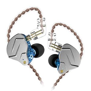 erjigo kz zsn pro dynamic hybrid dual driver in ear earphones detachable tangle-free cable musicians in-ear earbuds headphones (blue without mic)